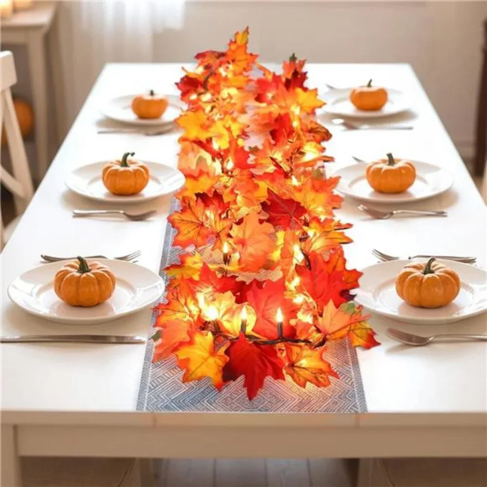 Fall Decorations Lighted Fall Garland, 9FT 50 Count Incandescent Lights Brown